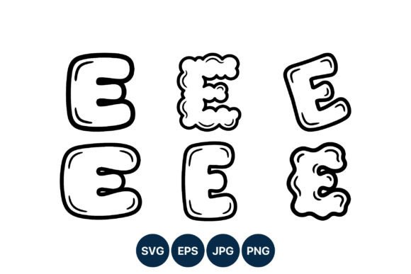 Download Bubble Letter E Playful Font Set - Font set Collection