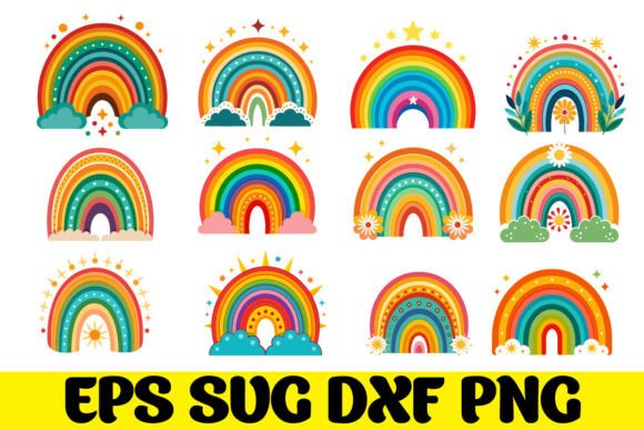 Download Boho Style Rainbow Creative Design Set - Creative design Collection