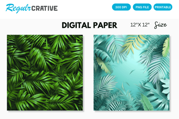 Download Tropical Palm Digital Paper Backgrounds - Palm Collection