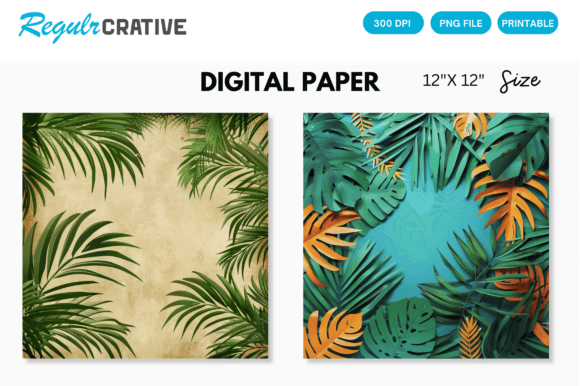 Download Tropical Palm Digital Paper Backgrounds - Palm Collection