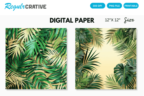 Download Tropical Palm Digital Paper Backgrounds - Palm Collection