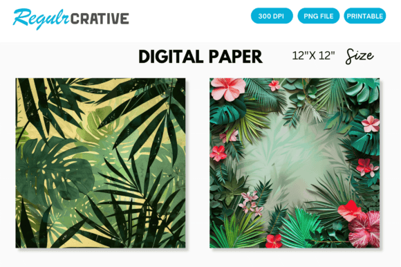 Download Tropical Palm Digital Paper Backgrounds - Palm Collection