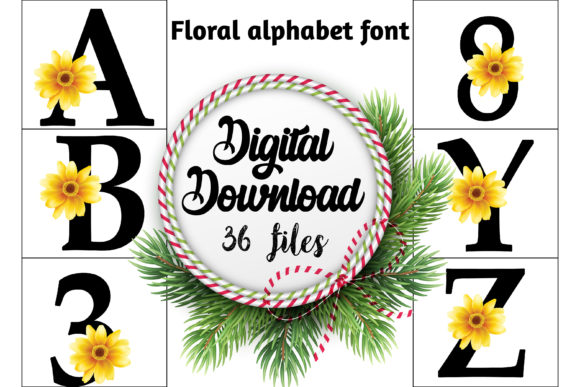 Download Floral Alphabet Font Set - Font set Collection