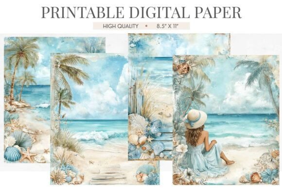 Download Palm Cove Coral Beach Digital Paper - Palm Collection