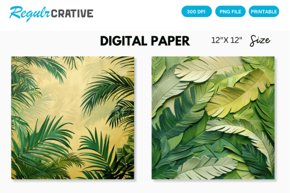 Download Tropical Palm Digital Paper Backgrounds - Palm Collection