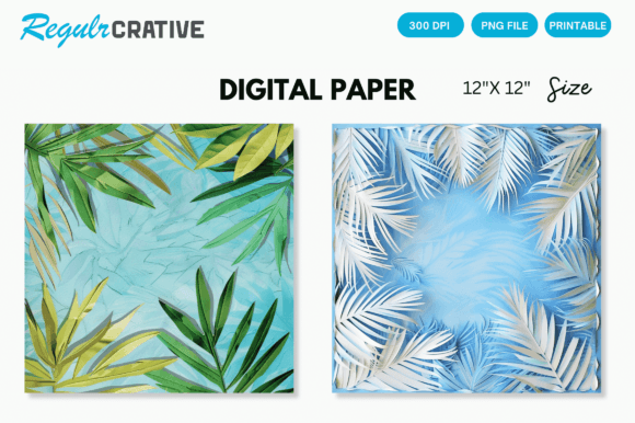 Download Tropical Palm Digital Paper Backgrounds - Palm Collection