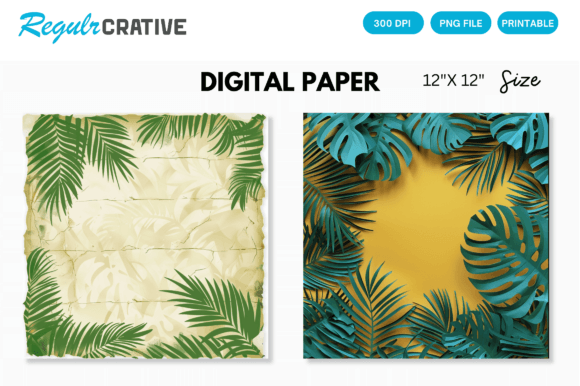 Download Tropical Palm Digital Paper Backgrounds - Palm Collection