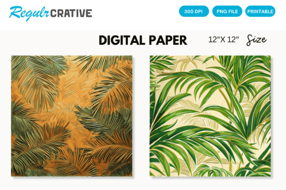 Download Tropical Palm Digital Paper Backgrounds - Palm Collection